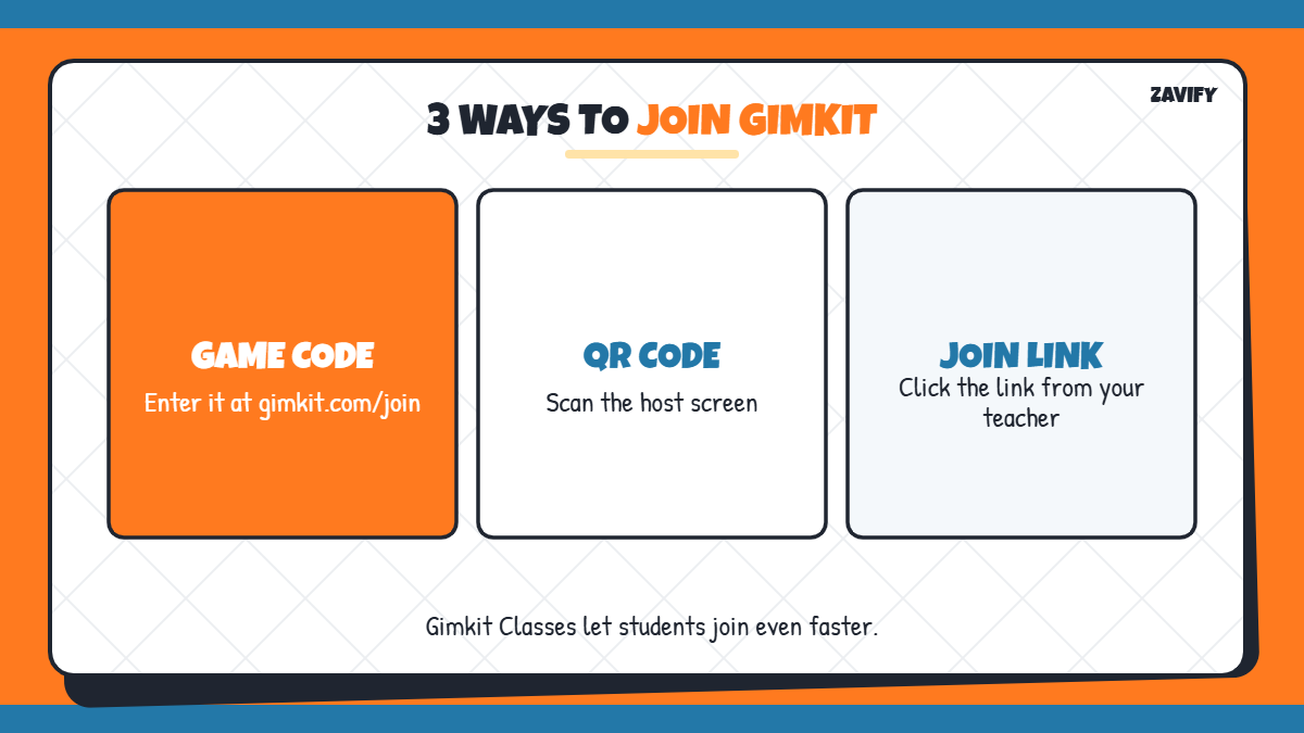 Ways students can join a Gimkit game